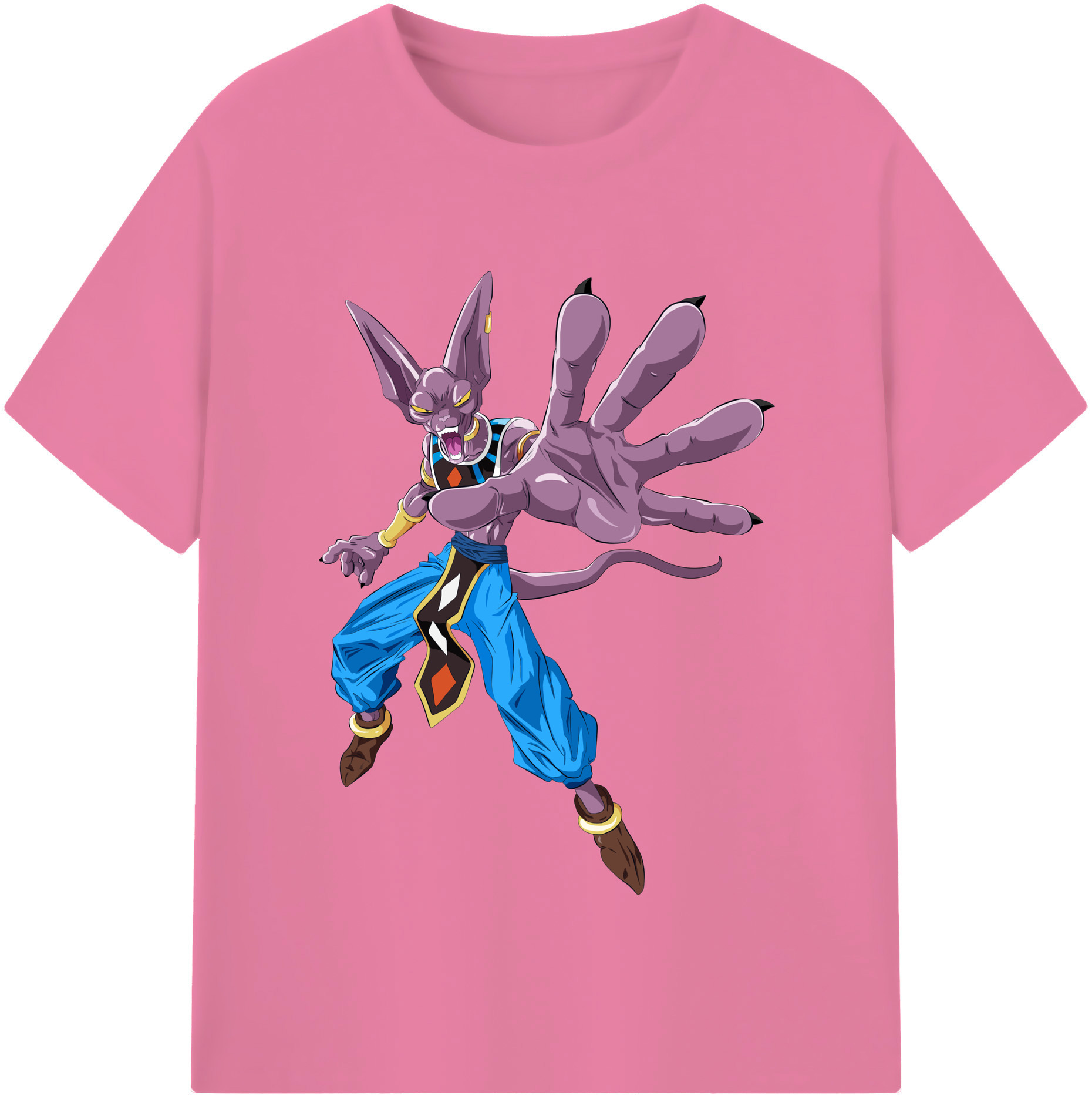 （画像用） ドラゴンボール ビルス 破壊神ビルス DRAGON BALL Beerus Birusu 綿100％半袖Tシャツ（フロントプリント）